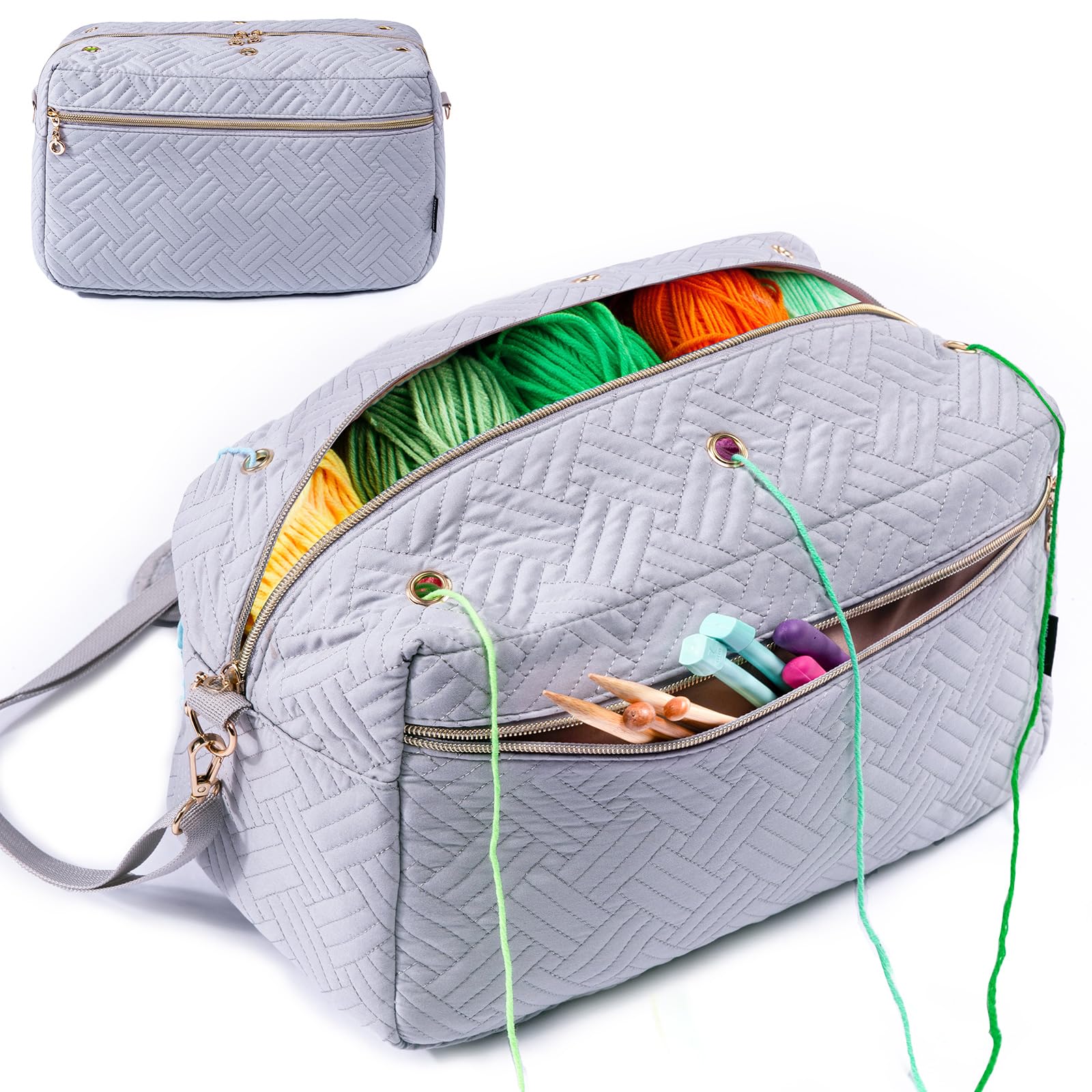 MYBAGZING Crochet Bag Yarn Storage Organizer for Knitting &amp;Crochet Projects