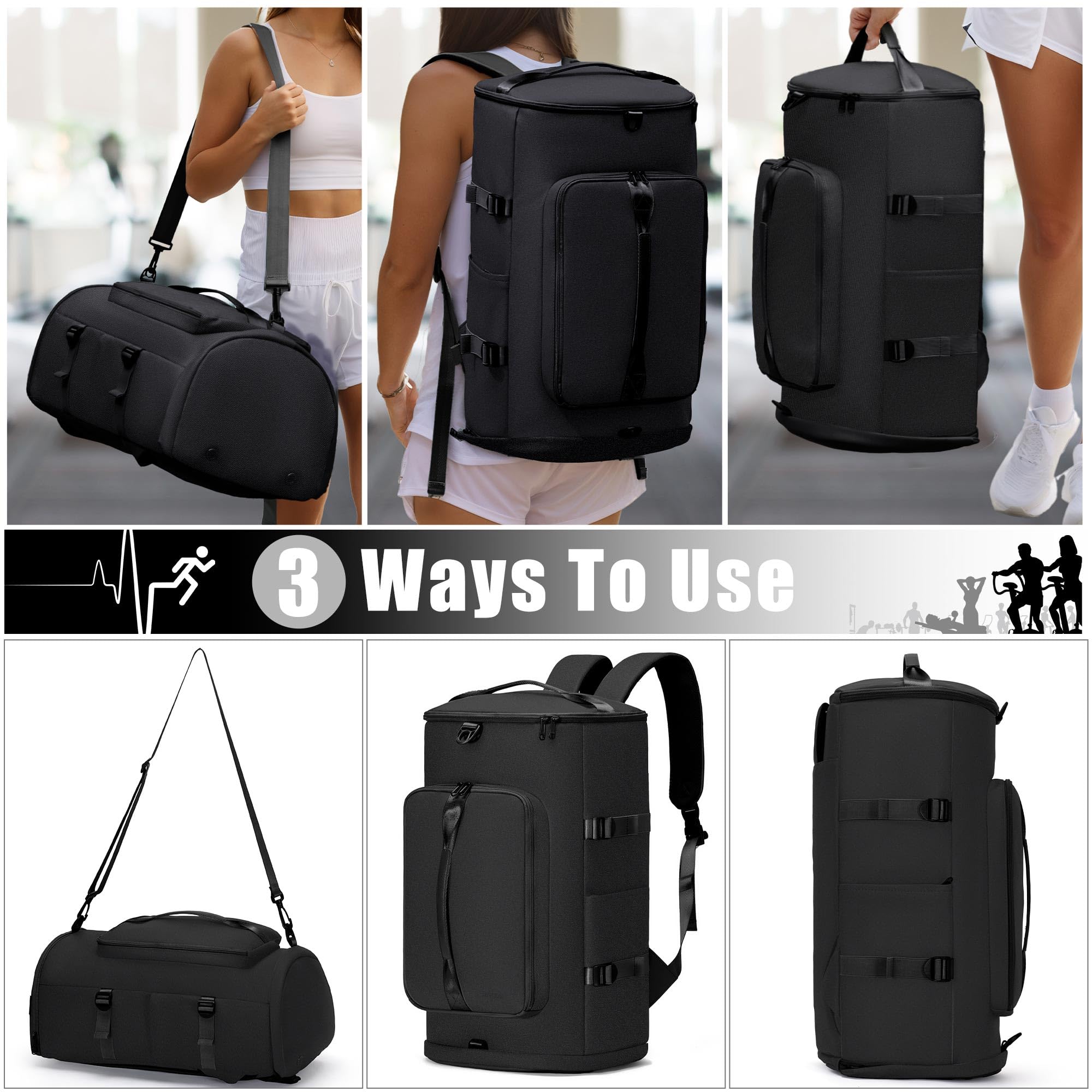 Borsa da Palestra per Uomini e Donne, Borsone Sportivo, Zaino da Viaggio, Weekender, Borsa da Notte con Scomparto per Scarpe - MIYCOO