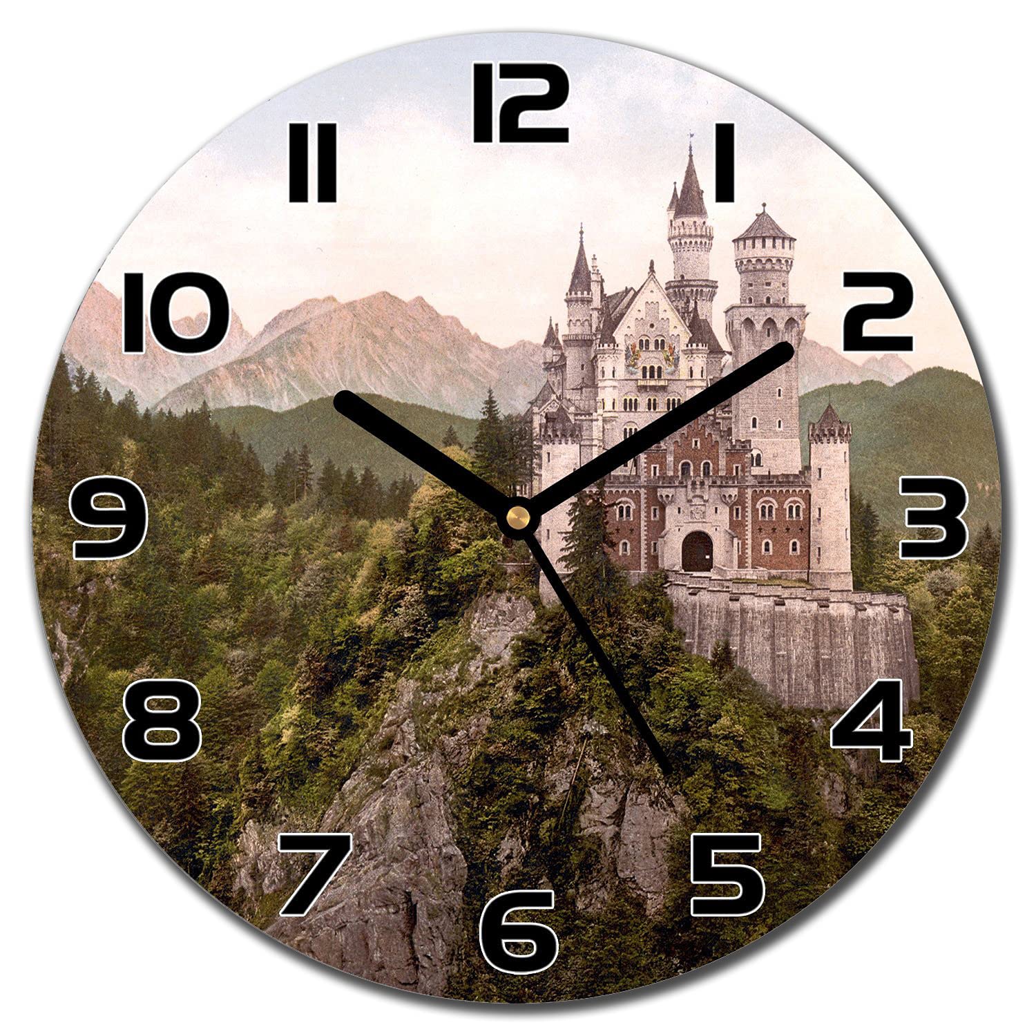 Horloge murale en verre 30 cm Neuschwanstein design premium