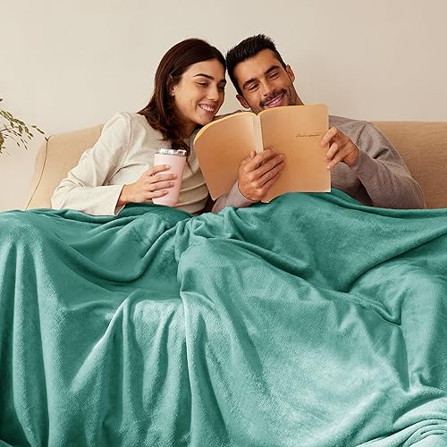 Miniatura 2 de Exclusivo Mezcla Manta de vellón para sofá, cama, súper suave y cálida, para uso en todas las estaciones, acogedora, afelpada, ligera, verde azulado