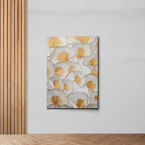 Miniatura 7 de Original Ginkgo biloba Print On Canvas, Modern Textured Gold Wall Art, Abstract Gold Leaves Print, Living room Wall Decor, Modern Art Print, Print