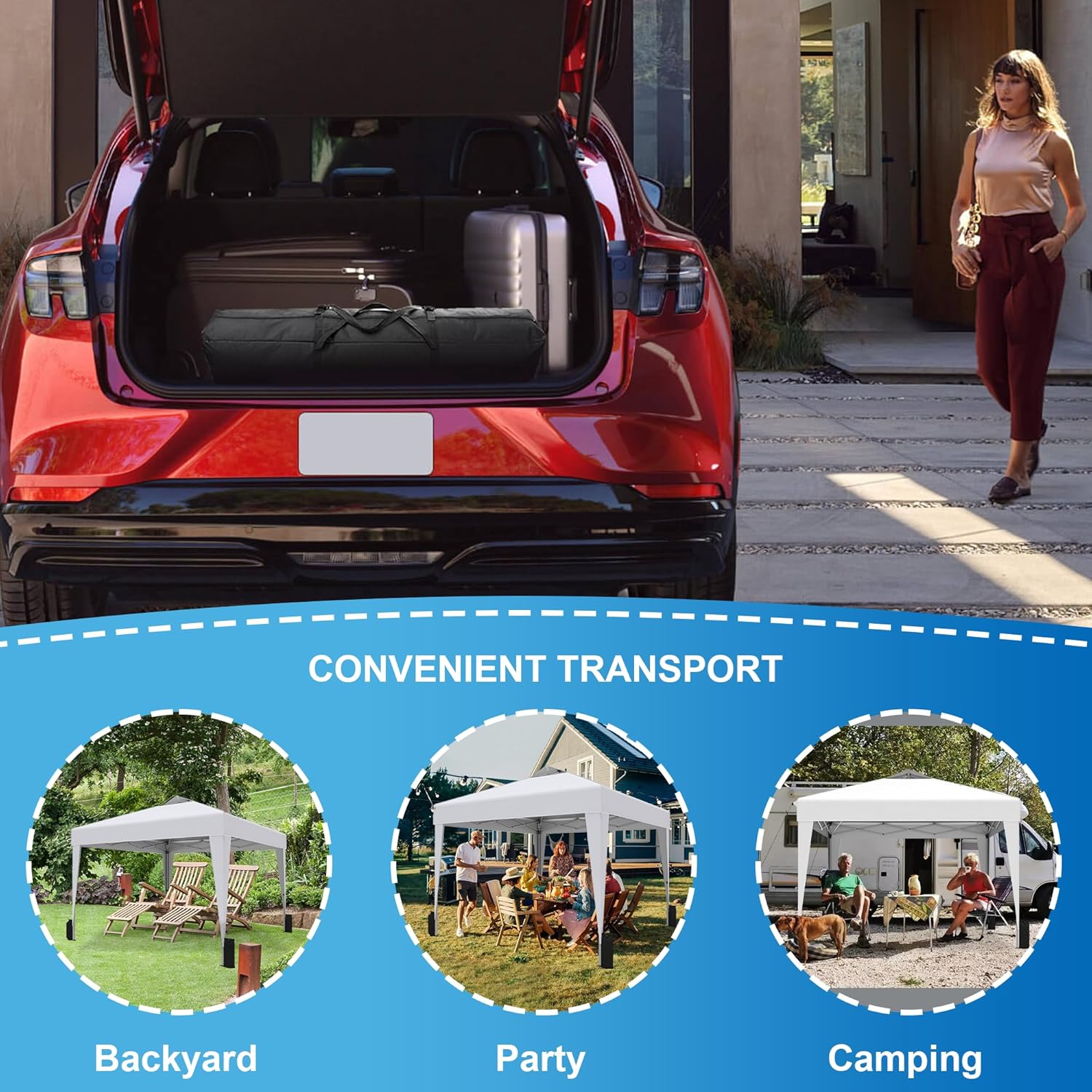 SANWAY 10x10 Pop up Canopy Tent, One-Button, Outdoor Instant Canopy Protable for Events, Camping, Parties, Vendor, Beach Tent - White - Image 4