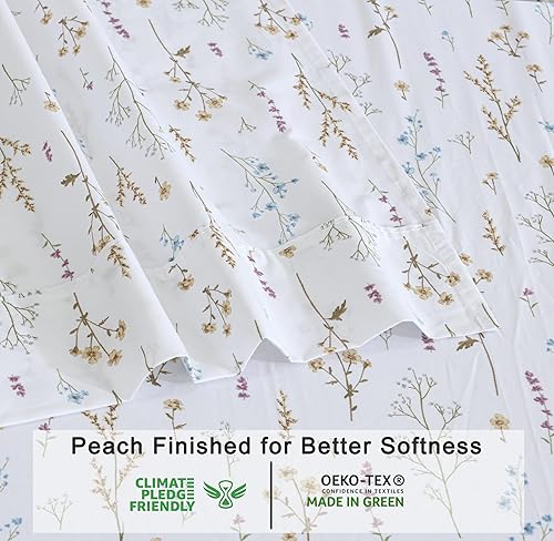 Miniatura 6 de RUVANTI - Juego de sábanas King, 100% algodón orgánico, percal, certificado GOTS, 4 piezas, bolsillo profundo de 15 pulgadas, frescas,