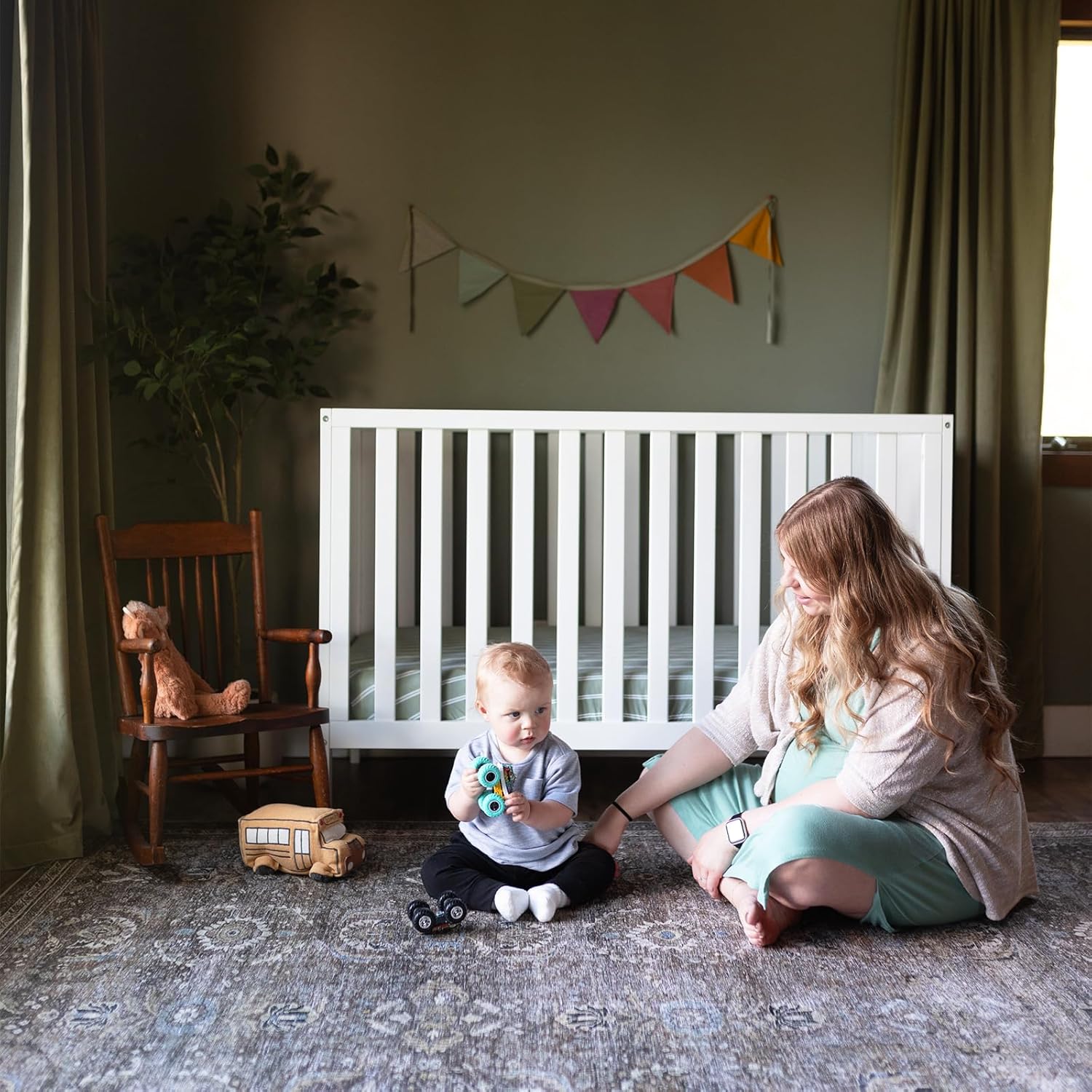 HARPPA Grevia 5 in 1 Convertible Crib, Greenguard Gold Certified, 3 Adjustable Heights, Converts to Toddler Bed, Daybed, Sofa and Full-Size Bed, Fits Standard Baby Crib Mattress, White