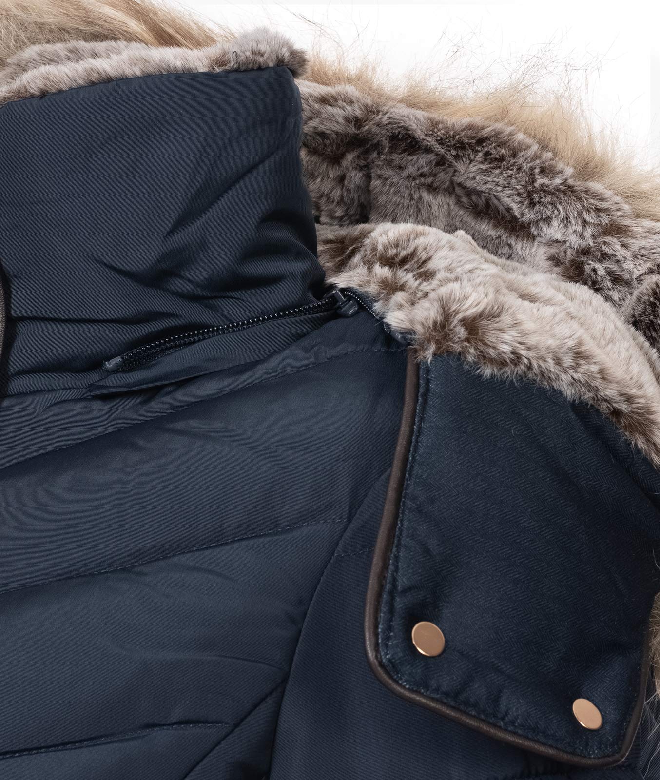 Geographical Norway Damen Winterjacke Parka Damenjacke Damenmantel Wintermantel Damen Jacken Outdoorjacke Warm Kunstfellkragen Gefüttert D-456 Navy M
