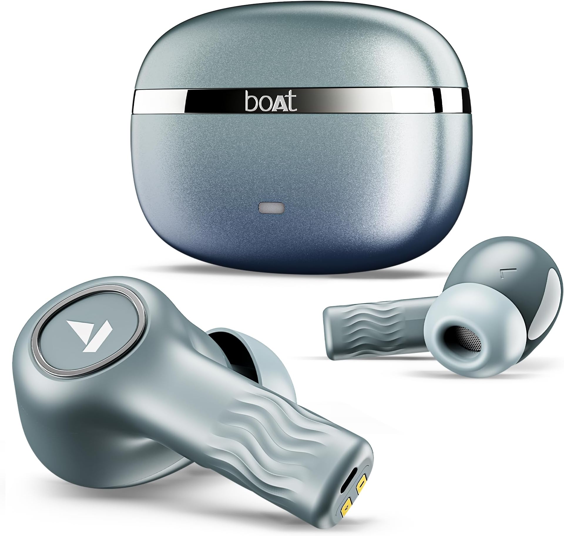 Nirvana Ion ANC, Active Noise Cancellation(~32dB), 120Hrs Battery, App Support, Crystal Bionic Sound, 4Mics ENx, v5.3 Bluetooth Earbuds, TWS Ear Buds Wireless Earphones with mic (Blazing Comet)