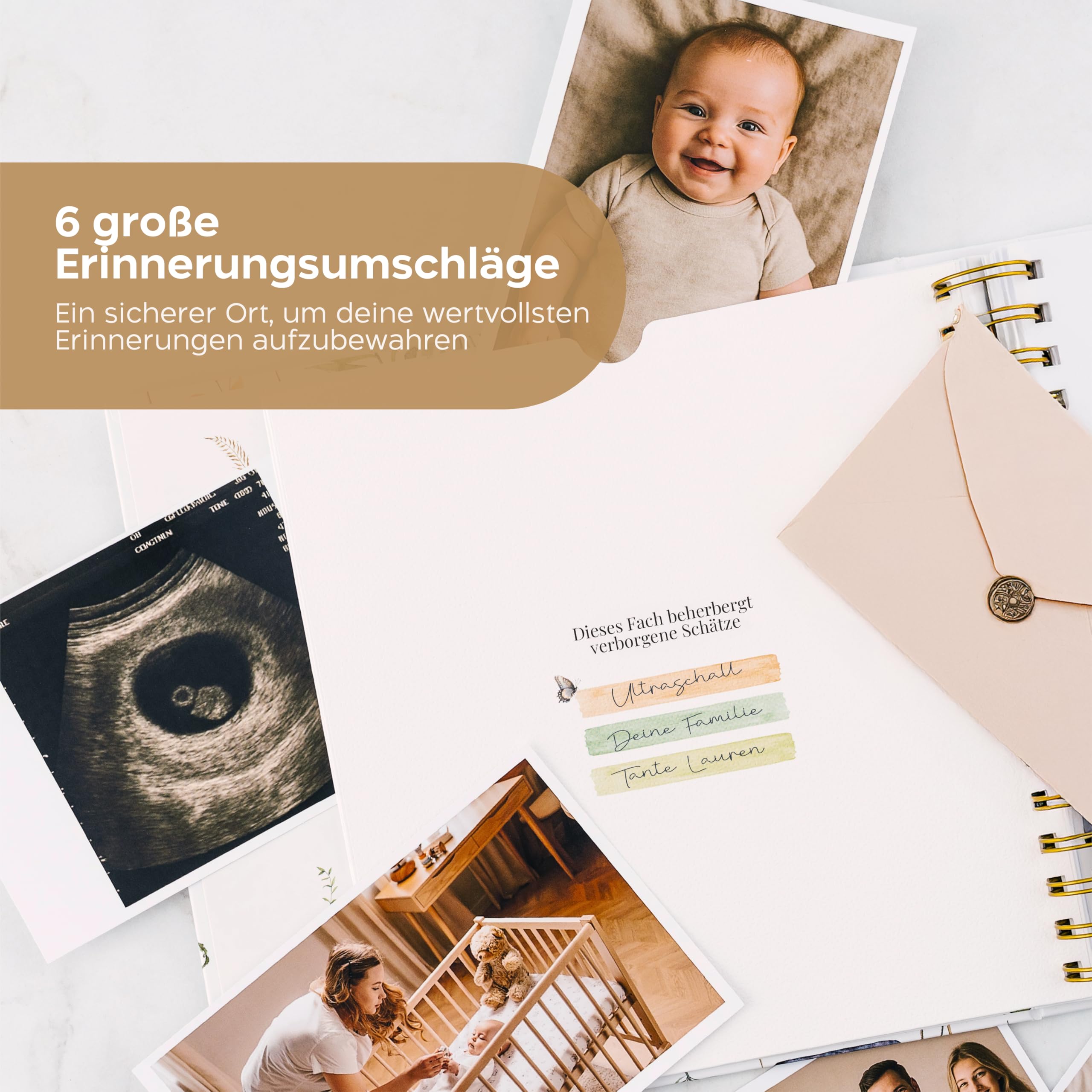 SweetyFox - Fotoalbum baby - Die ersten 5 Jahre - 124 Seiten und 100 Sticker - Babytagebuch - Erinnerungsbuch Babybuch