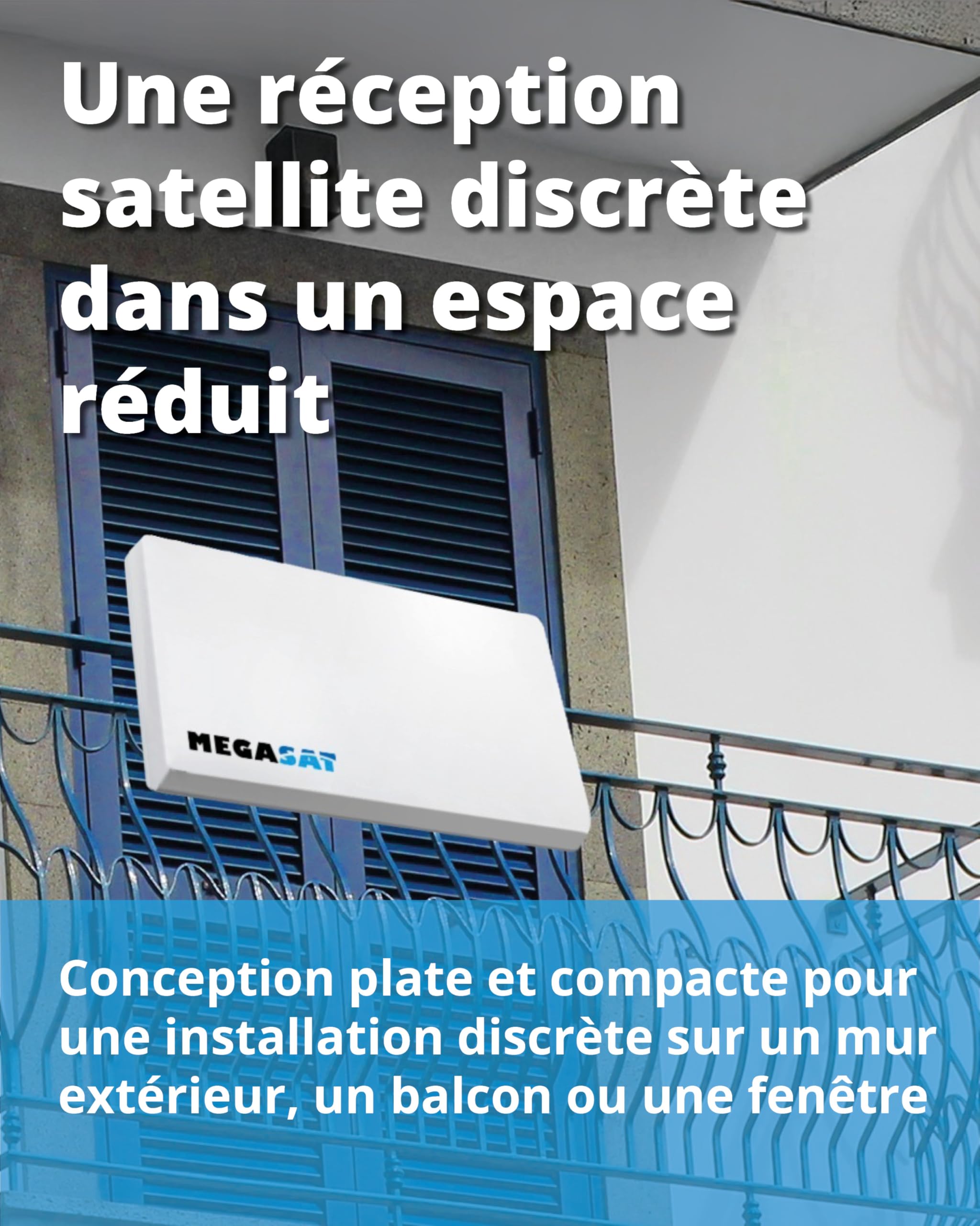 Megasat Antenne Plate D1 Profi-Line – Antenne Satellite pour 1 utilisateur | LNB interchangeable, installation murale, mât/balcon ou fenêtre