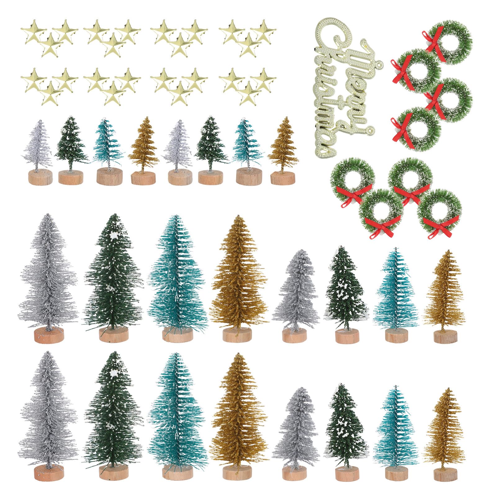 Árbol de Navidad mini de pino artificial LOORGVEL con 24 estrellas para regalar a la familia