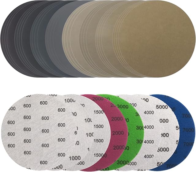 32PCS 125mm Round Sanding Discs, Hook and Loop 600/1000/1500/2000/3000/4000/5000/7000 Mixed Grits, Sandpaper Disk Assorted Set in Sanding and Polishing for Electric Grinder Accessory