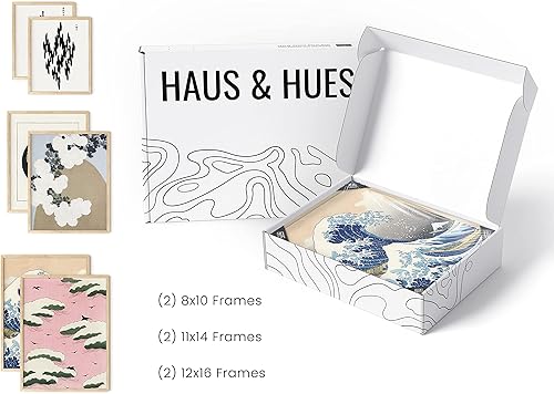 Miniatura 3 de HAUS AND HUES Juego de 6 arte japonés para pared, decoración asiática, impresiones japonesas, carteles de pared de galería, arte tradicional (marco