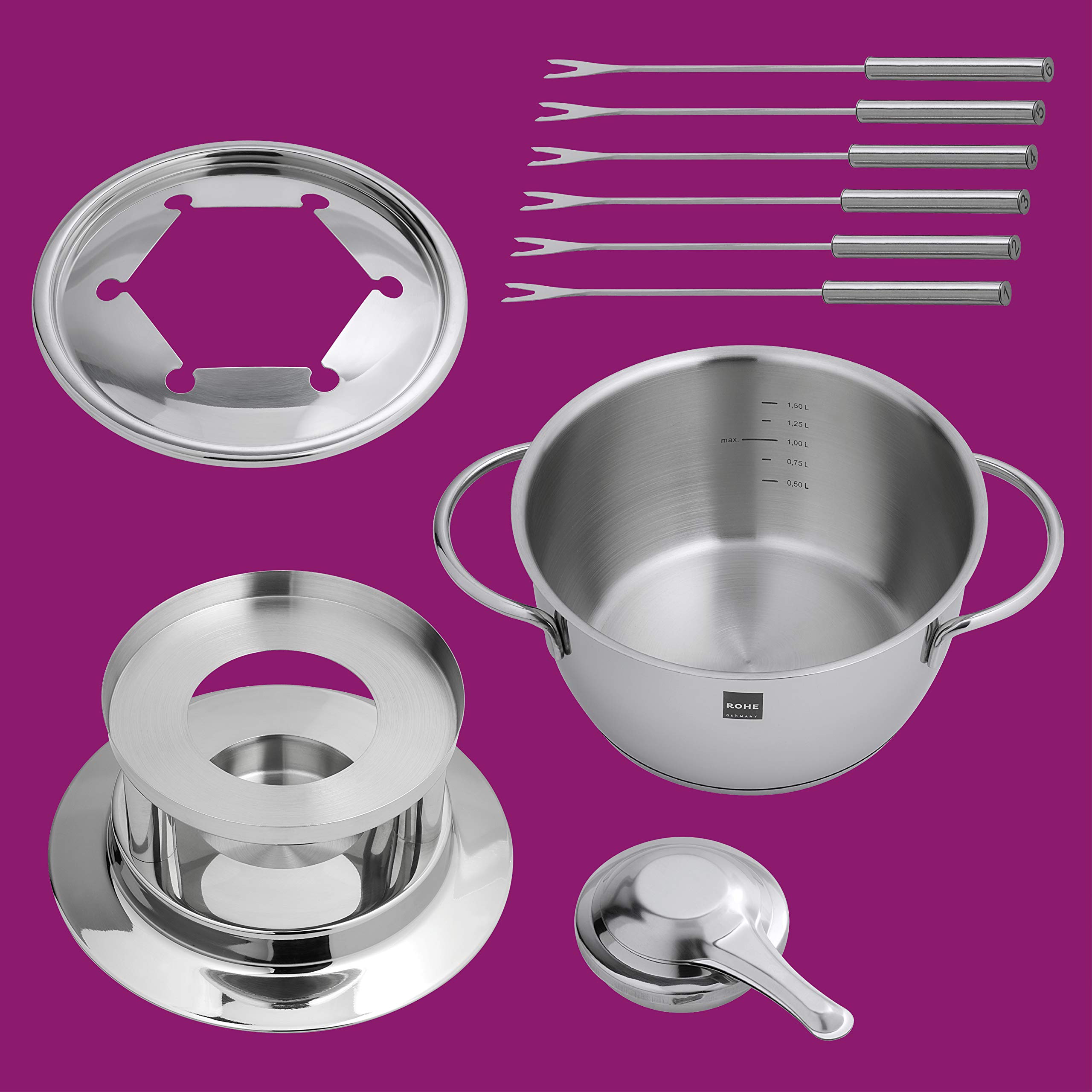 Casserole à fondue brute Fiona en acier inoxydable, avec un volume de 2,20 l, de taille : 18 cm, 208271-18, argent