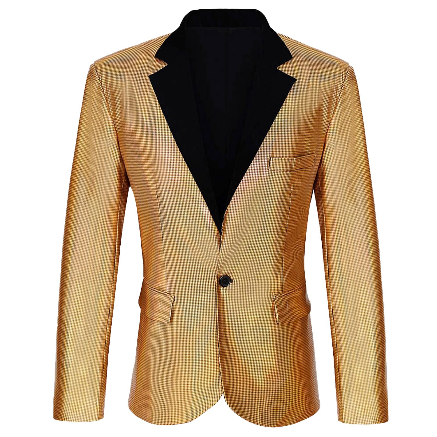 CARUHIF Men's 70s Disco Jacket Sequin Blazer Shiny Party Prom Outfit