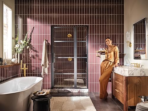 Miniatura 7 de Moen Greenfield M-CORE Serie 3 - Moldura de ducha dorada cepillada con cabezal de ducha ancho y mango de palanca de ducha, requiere válvula,