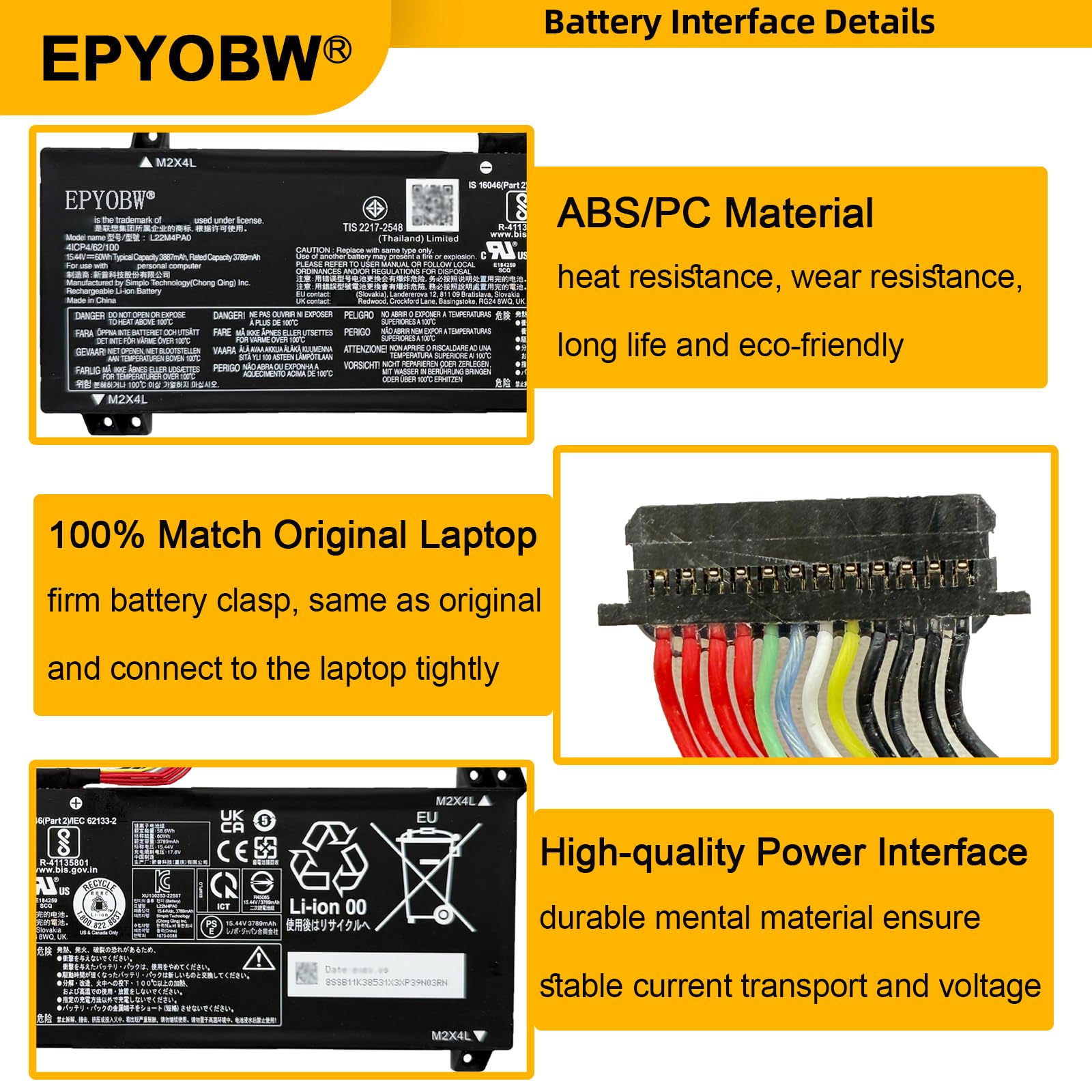 Amazon.com: EPYOBW L22M4PA0 Laptop Battery 60Wh L22B4PA0 L22D4PA0