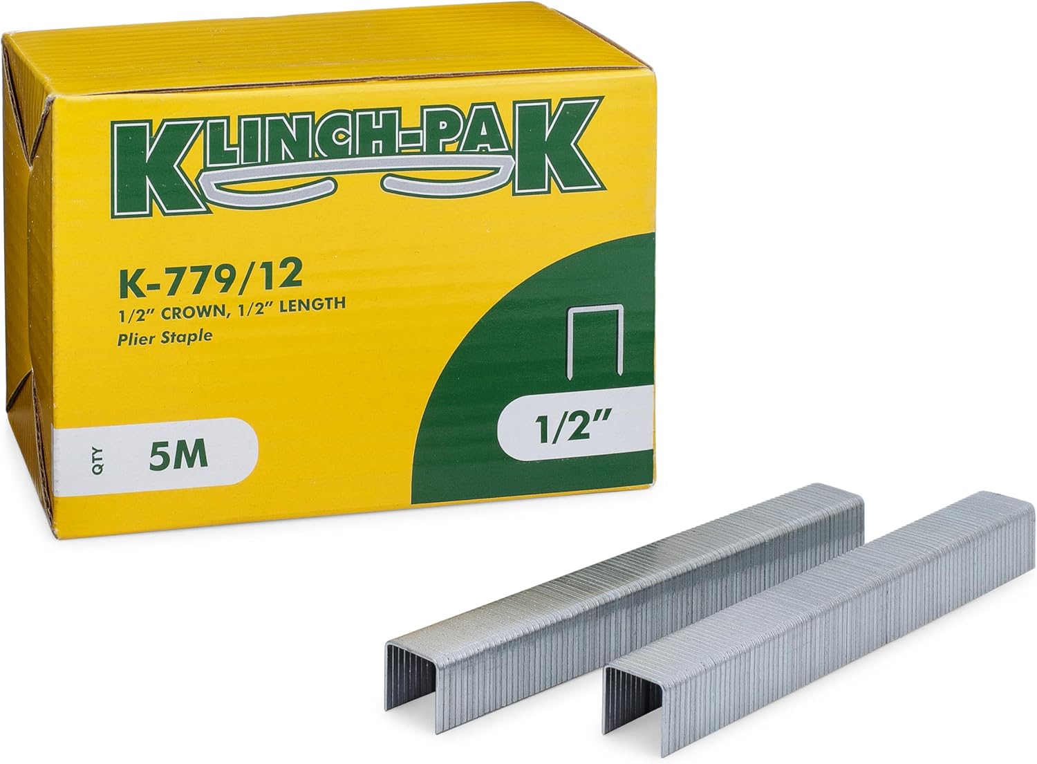 K-779/12, 1/2” Leg x 1/2 Wide Plier Staples, 5000 Per Package