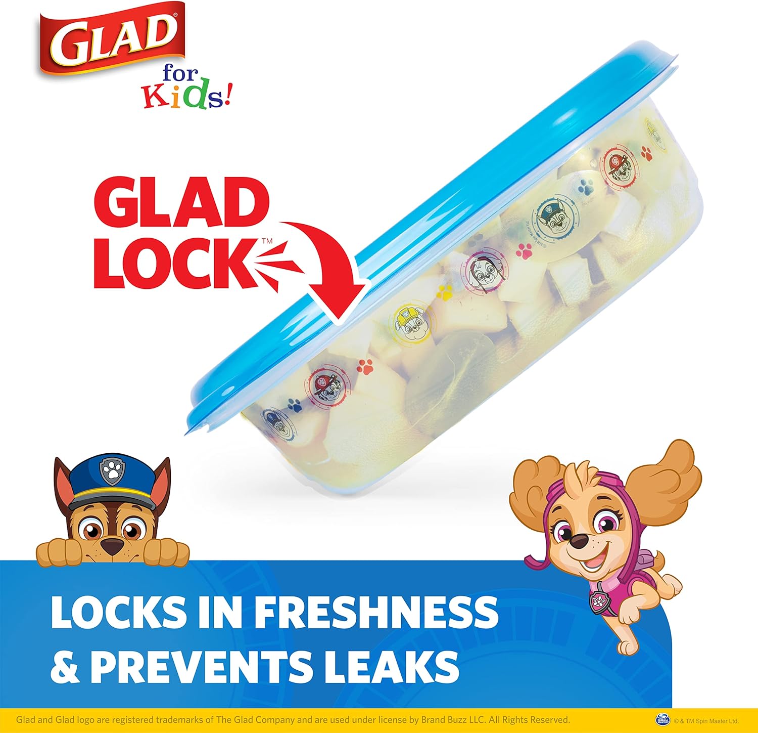 Glad for Kids Paw Patrol GladWare Medium Lunch Square Food Storage Containers with Lids | 25 oz Kids Food Containers with Paw Patrol Design, 5 Count Set | Tight Seal Food Storage Containers for Food: Home & Kitchen