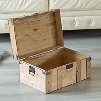 Vista 6 de Vintiquewise Baúl de estilo de madera natural con asas, pequeño