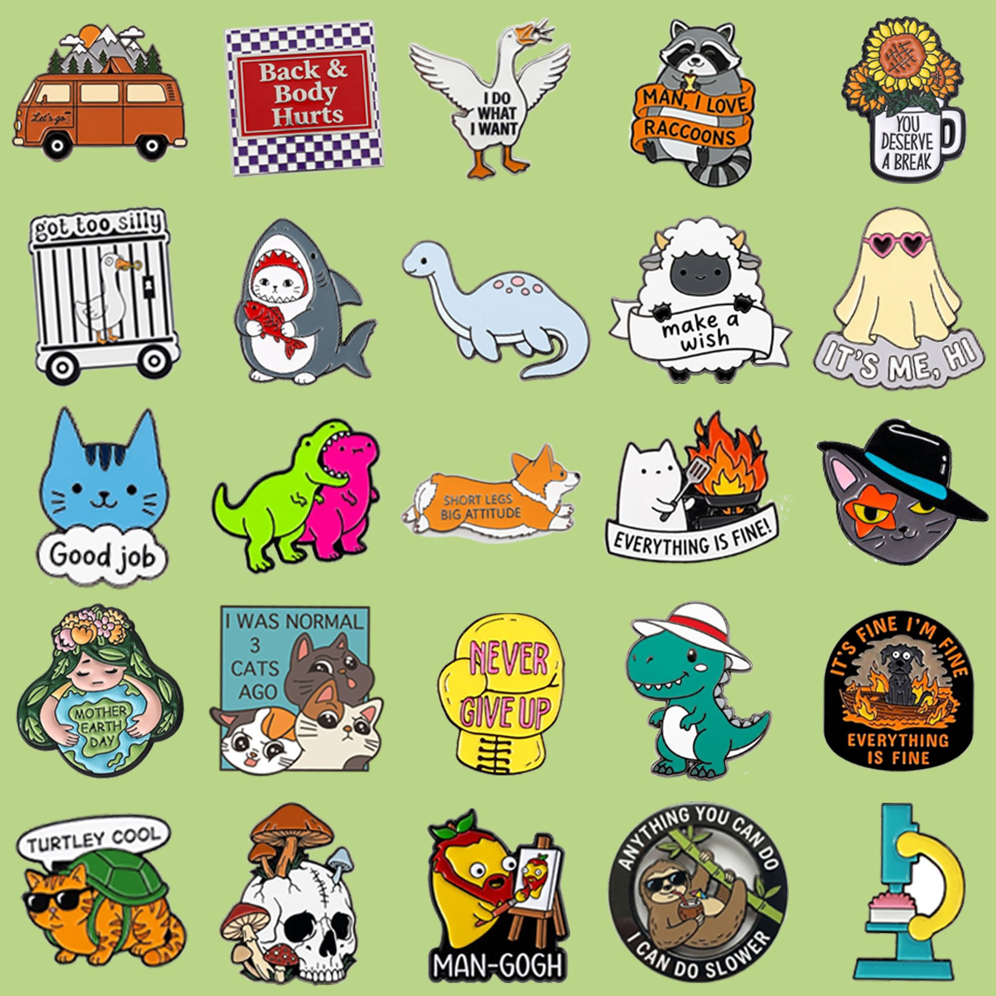 SINCCO Juego de 20/40/50 pines esmaltados a granel, divertidos pines estéticos para mochilas, sombreros, bolsos, patios de tierra