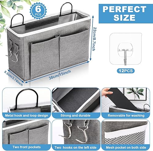 Miniatura 3 de 6 bolsas de almacenamiento para colgar en la pared, bolsa organizadora para colgar en la pared con ganchos, cesta colgante de pared con bolsillo,