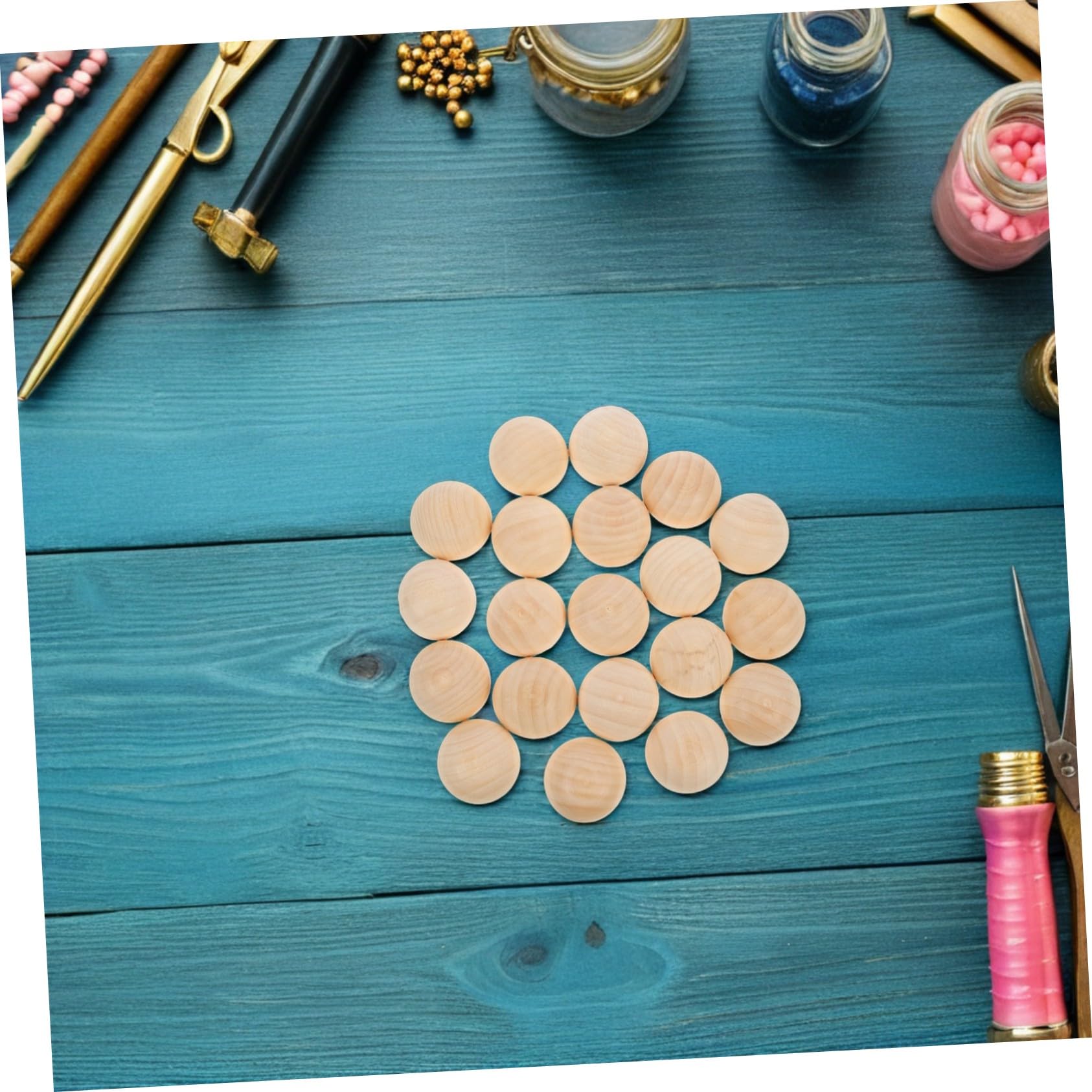 200 Piezas Medias Esferas de Madera sin Terminar Cuentas Semi Esféricas Naturales para Manualidades DIY Adornos para Fiestas y Decoración del Hogar Bolas de Madera Variadas