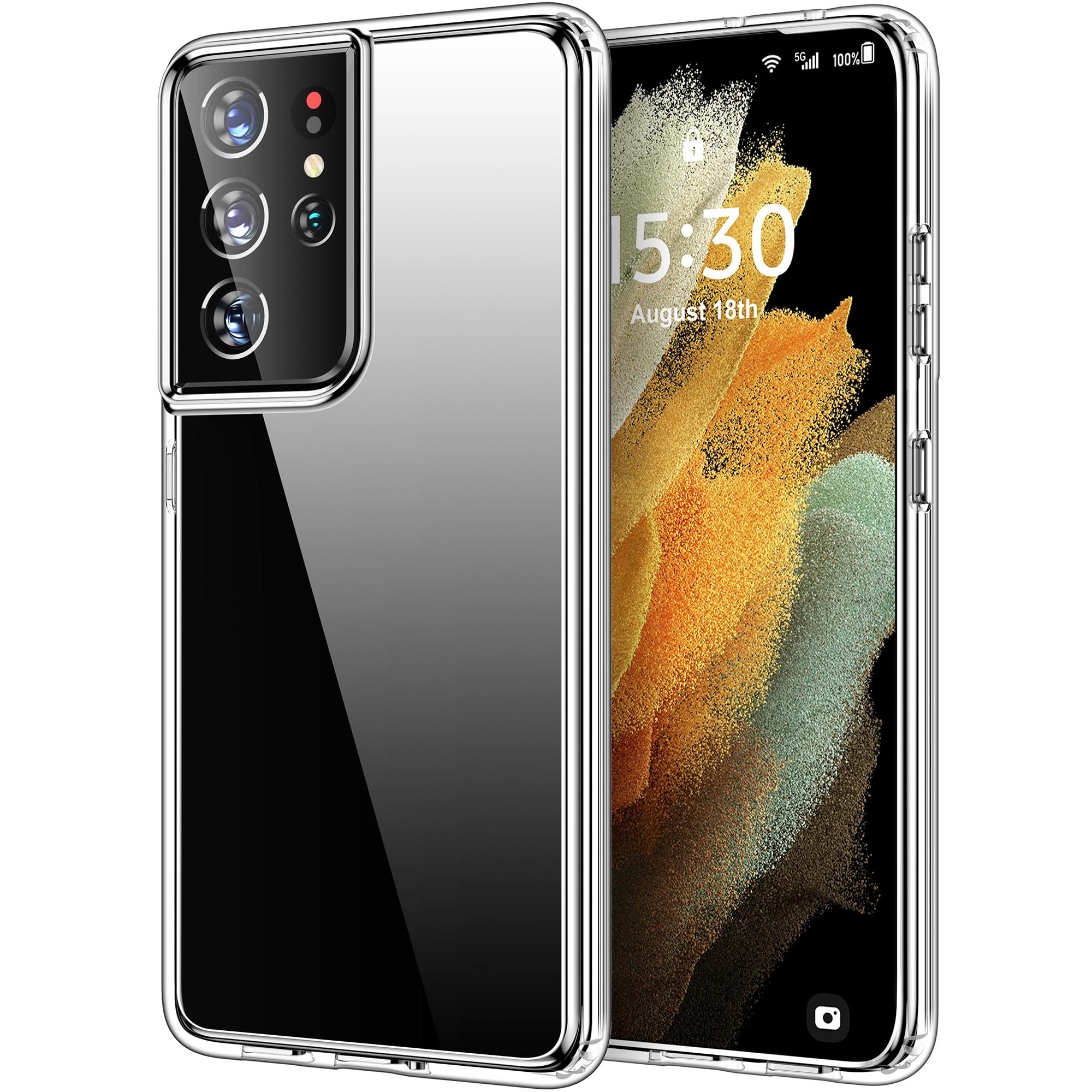 HOOMIL Case for Samsung Galaxy S21 Ultra (ONLY 6.8-Inch), Non-Yellowing, Drop Protection, Anti-Scratch Transparent Hard Back Phone Cover - Crystal