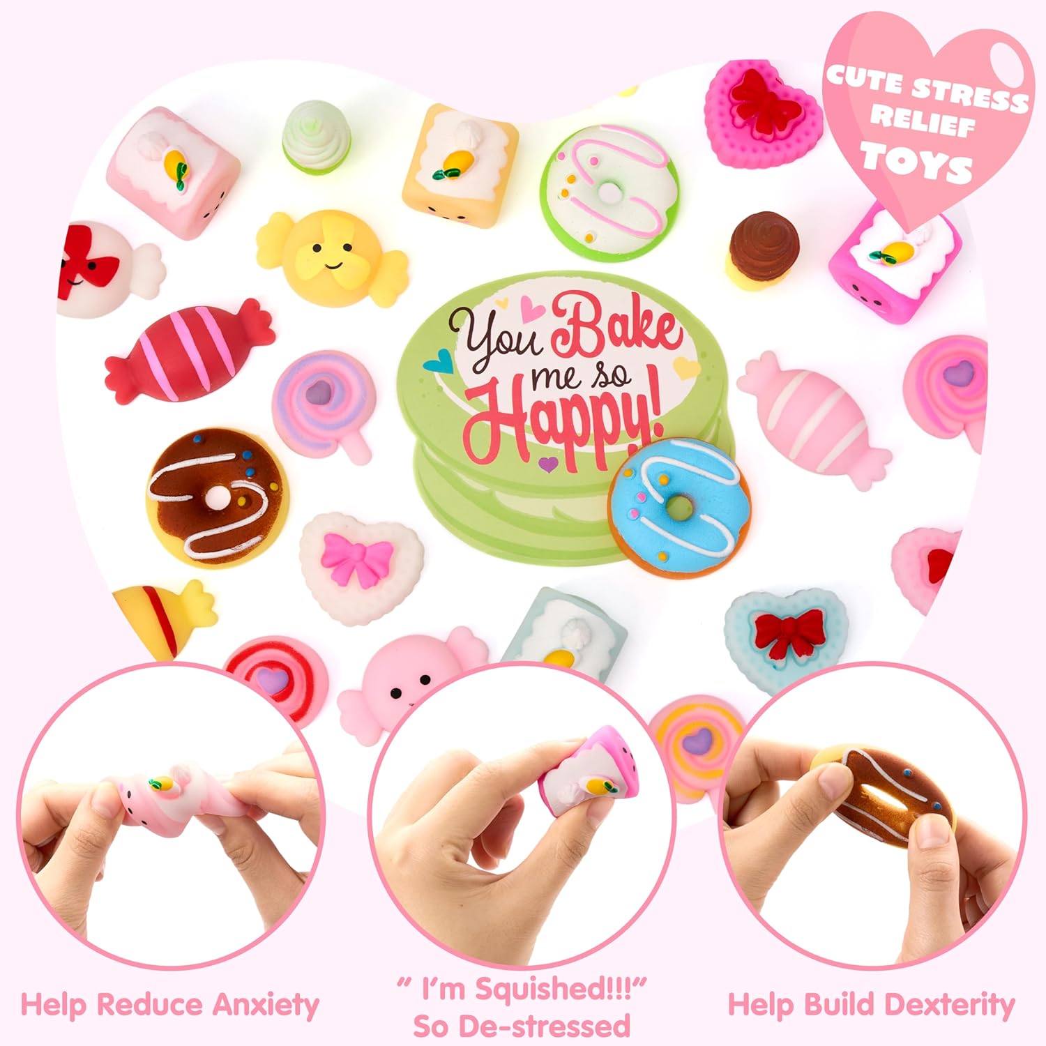 JOYIN 28 Packs Valentine’s Day Gift Cards with Candy Mochi Squishy Toys, Stress Relief Fidget, Cute Squeeze Toys for Kids Valentine's Party Favors, Classroom Gift Exchange and School Reward
