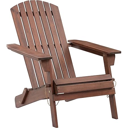 Amazon Aware FSC Certified Outdoor Folding Adirondack Chair, Acacia Wood, Walnut