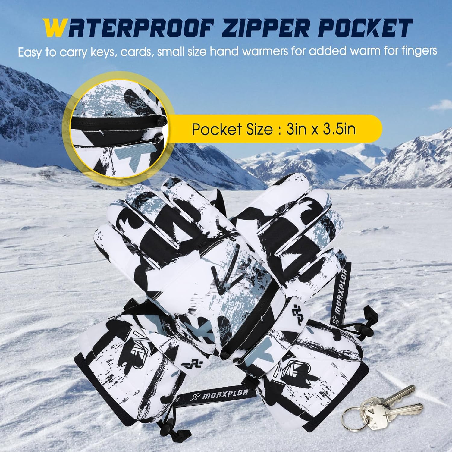 Ski Snow Gloves for Men Women,3M Thinsulate Insulated Warm Winter Snowboard Windproof Winter Touchscreen Snowmobile Gloves for Cold Weather - Image 5