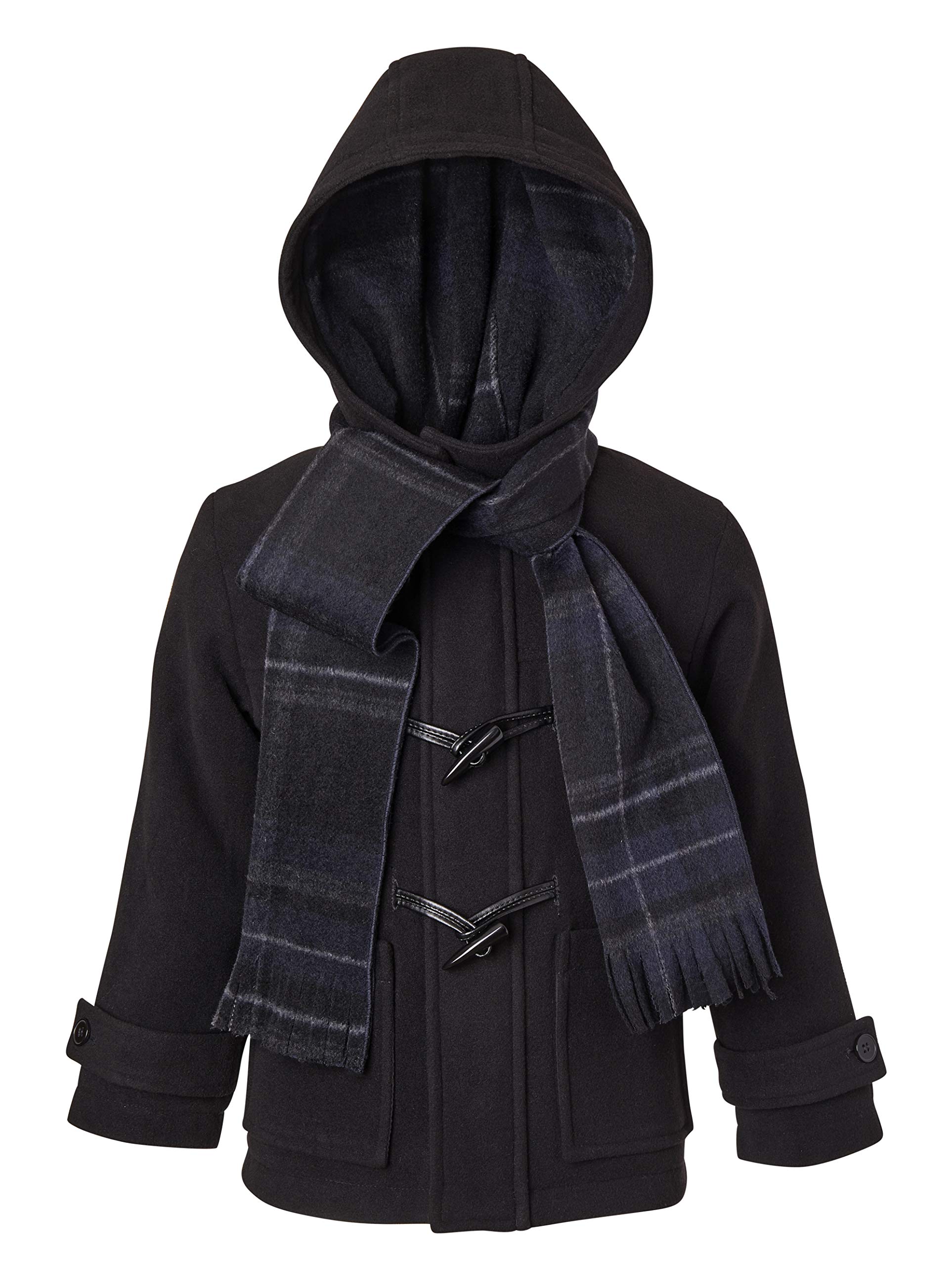 Cremson Boys Classic Wool Look Winter Duffle Toggle Jacket Dress Coat Scarf Hood