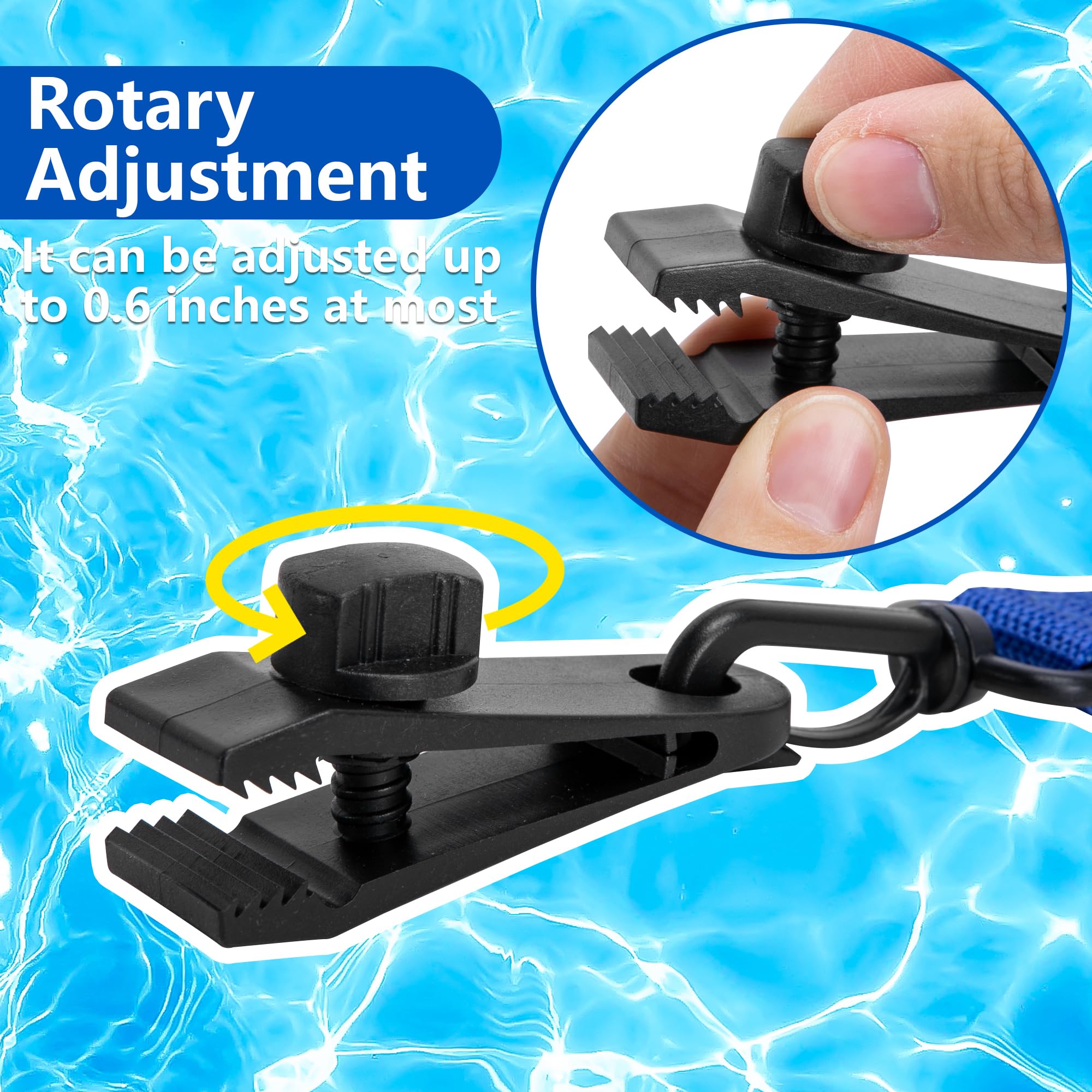 Enrouleur de piscine - Bandes de maintien - Lot de 8 bandes de fixation et pinces - Accessoires pour système d'enroulement mobile - Film solaire mobile pour bâches de piscine (bleu)