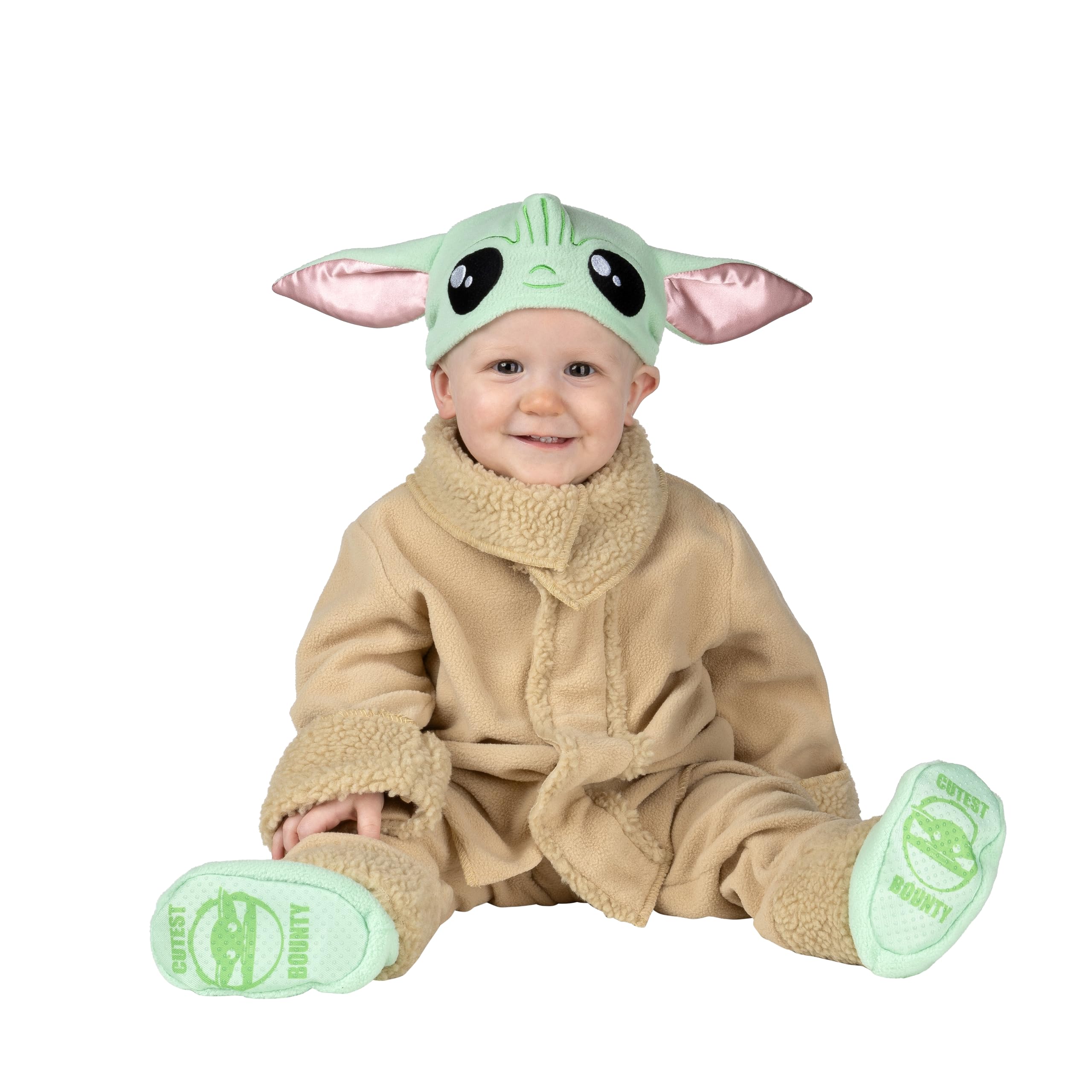 Star Wars Grogu Official Infant Deluxe Costume - Premium Quality Minky Fabric and Non-Slip Grip Booties