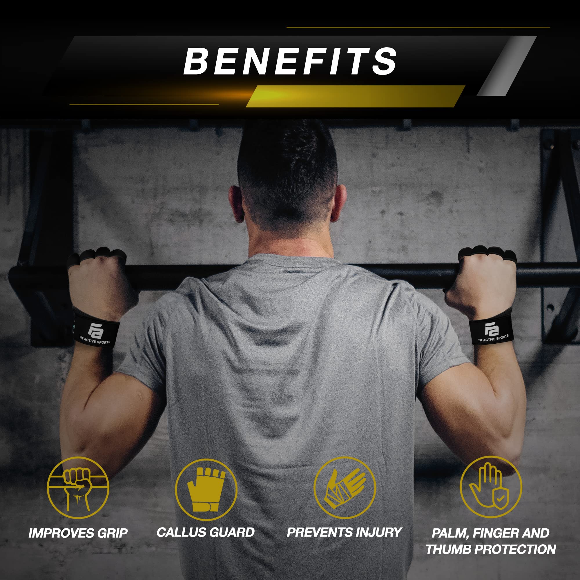 Guanti ventilati da sollevamento pesi con cinghie da polsi integrate, protezione integrale del palmo e tenuta extra Ideale per trazioni, allenamento CrossFit, fitness, sollevamento pesi. Unisex.
