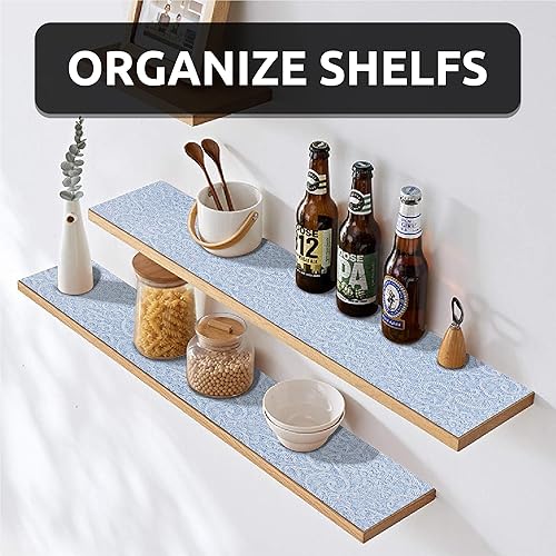 Miniatura 2 de FIFTY-FEET Revestimiento de estante de 18 x 192 pulgadas con tijeras y cinta métrica para armarios de cocina, forro de cajón de PVC para tocador de