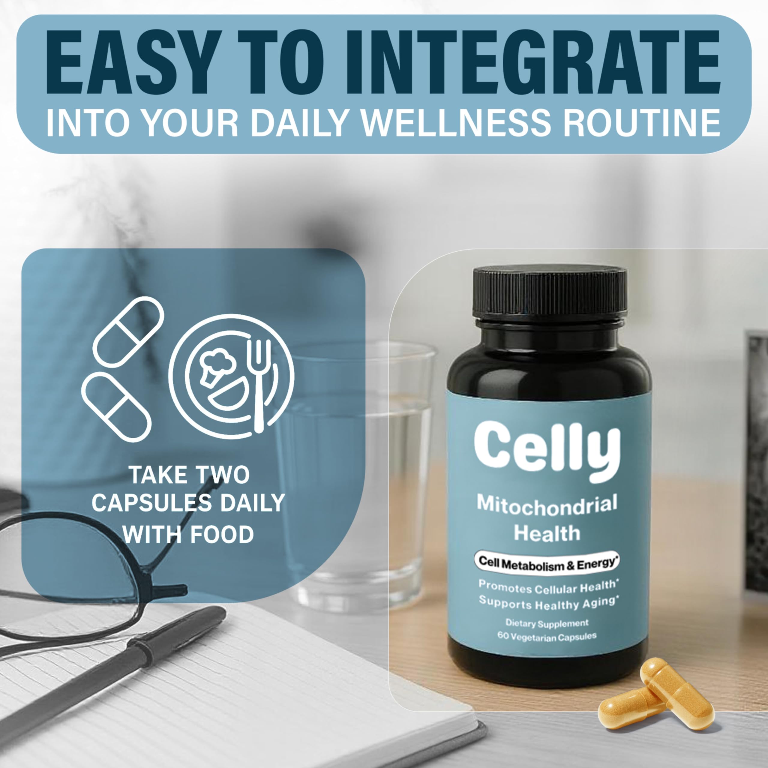 Celly Mitochondrial Health | Longevity Supplement for Cellular Nutrition and Healthy Aging | Promotes Mitochondria ATP Energy with CoQ10, Resveratrol & Green Coffee | Made in USA & 3rd Party Tested — Amazon image 8