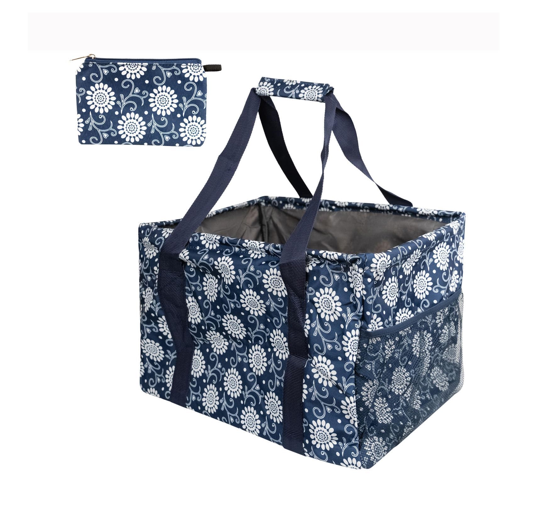 Extra Large Utility Tote Bag - Oversized Collapsible Tote with Wire Frame, Durable Reusable for Beach, Groceries, Laundry, Car Trunk, Storage and