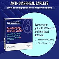 Vista 2 de WELMATE - Tabletas antidiarreicas/antigas (24 unidades) - Diarrea, gases, hinchazón, calambres - Loperamide HCl 2mg y simeticona 125mg - Medicamento