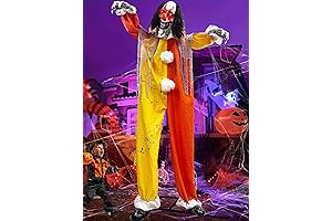 8.2 Ft Super Tall Halloween Clown Animatronic: Motion, Talking, and Sound Activation