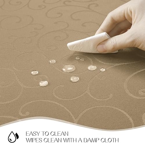 Miniatura 2 de Romanstile Mantel rectangular de jacquard de otoño, resistente al agua, elegante, con patrón rizado, mantel decorativo de poliéster circular de vid