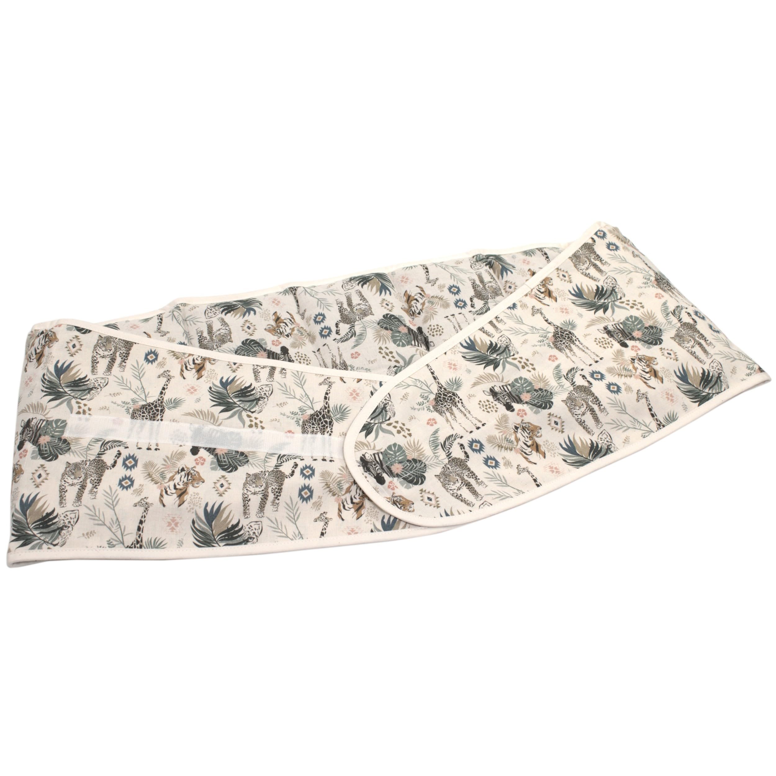 Cuscino termico cintura, semi di farro bio (Lunghezza totale: 135cm, animali selvatici, Cotone Bio) Grande cuscino riscaldabile, caldo e freddo - microonde, forno e frigorifero