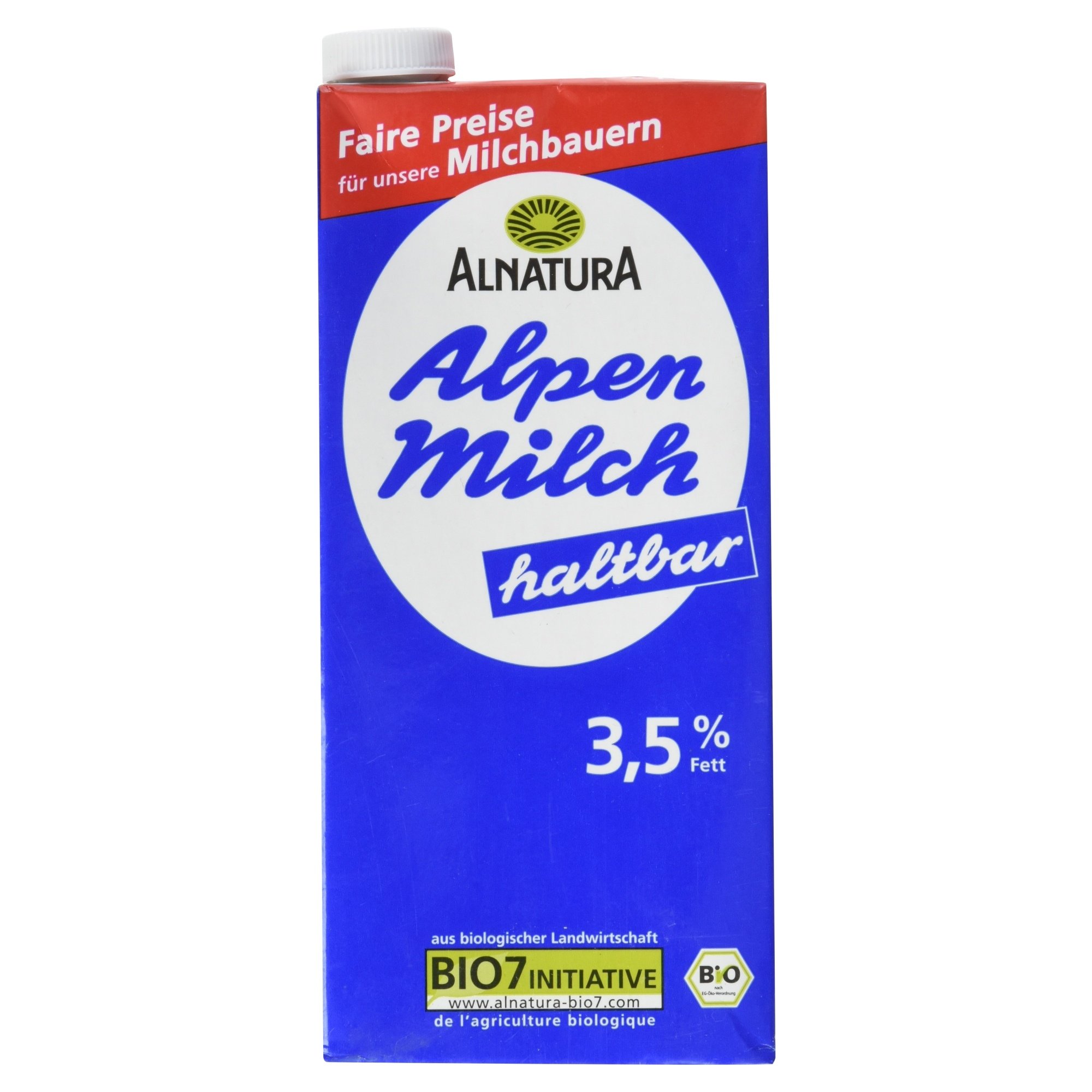 Alnatura Bio Alpenmilch, haltbar 3.5% Fett, 1l