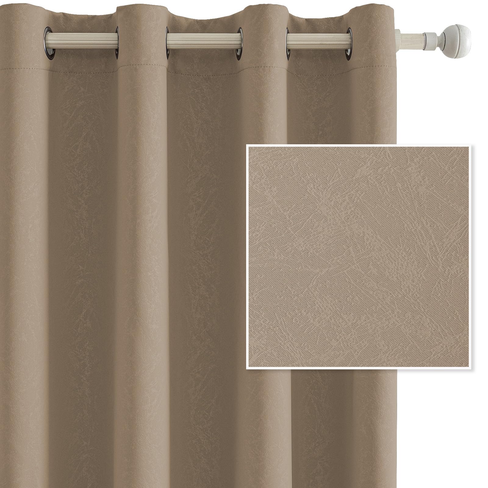 Ystyle Cortinas Opacas 2 Piezas, 140x225 CM, Cortinas Termicas Aislantes Frio Y Calor, Cortinas Blackout Salon Modernas, Cortinas Termica Dormitorio, Cortina Antiruido con Ojales, Café Claro