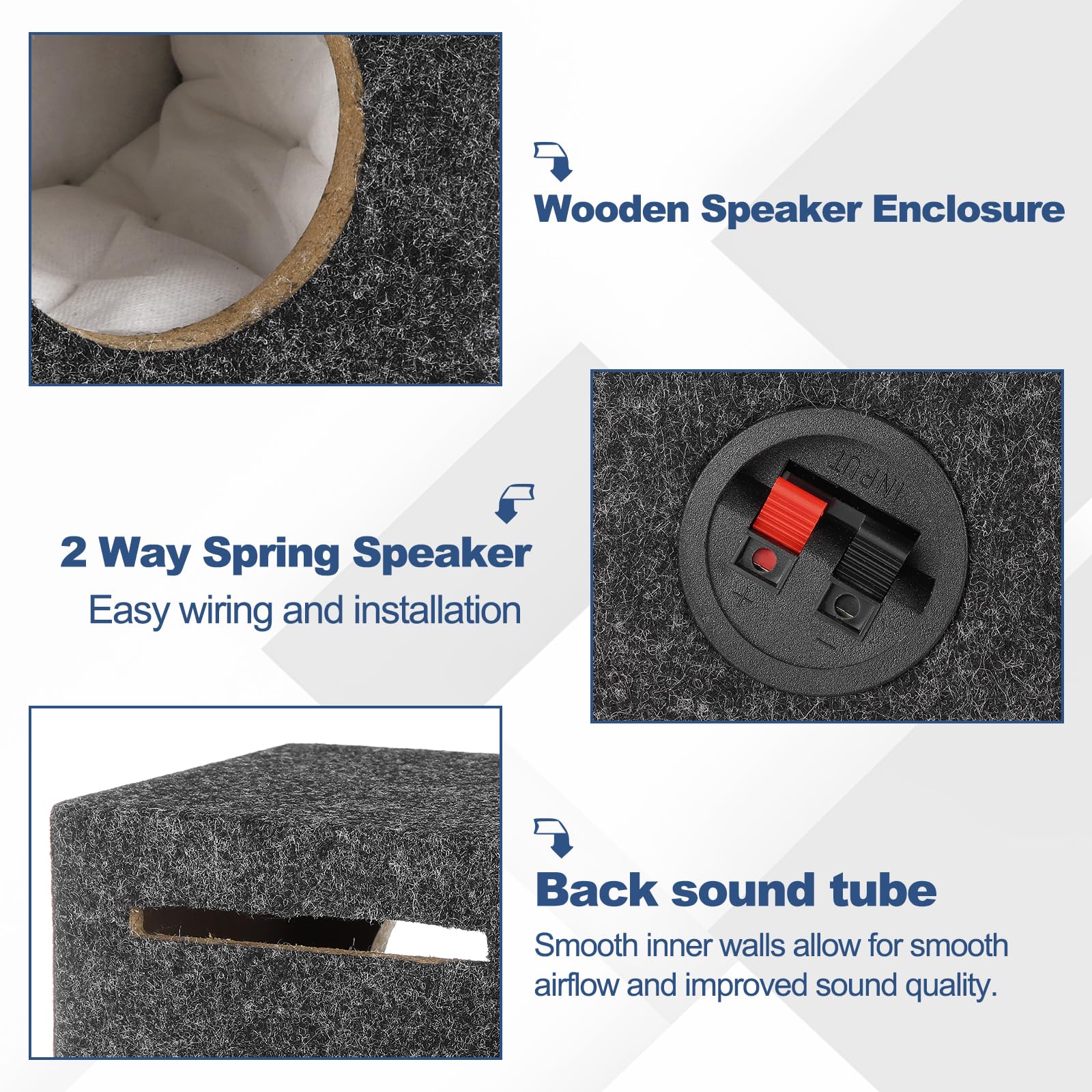 sourcing map Contenitore per altoparlanti in legno con porte da 5 pollici, scatole per subwoofer grigie a ventilazione singola scatola per altoparlanti per camion audio per veicoli domestici fai da te