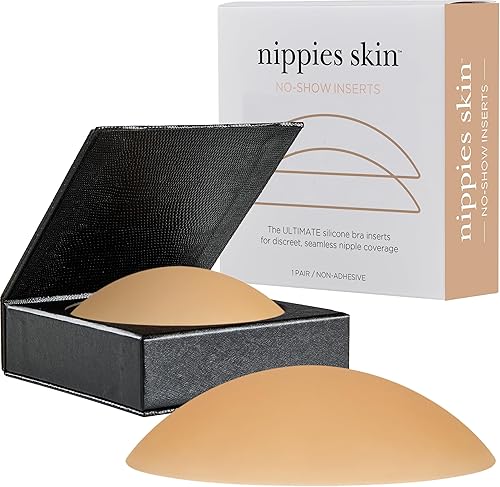 Nippies - Fundas para pezones de sujetador sin adhesivo para mujeres Insertos reutilizables de silicona invisibles con caja para viajar