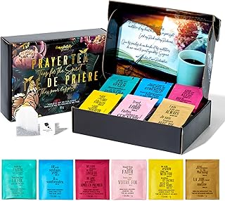 Thoughtfully Gifts, Tea Affirmations Christian Prayer Gift Set, Includes 6 Flavors of Tea with Bible Verses from Psalms an...