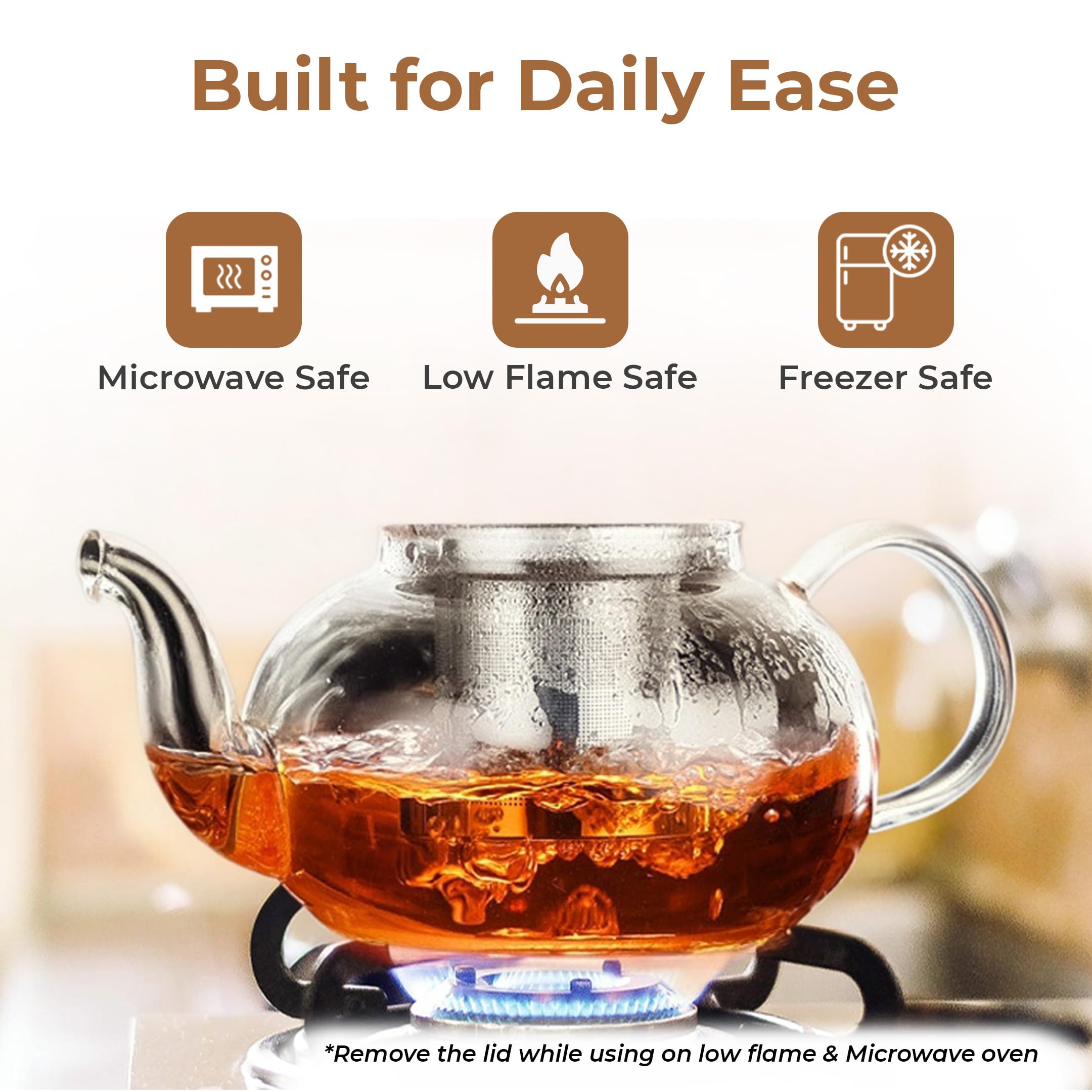 Glass Tea Pot with Infuser - Brew Tea & Coffee -5 Glass Tea Pot with Infuser - Brew Tea & Coffee -5
