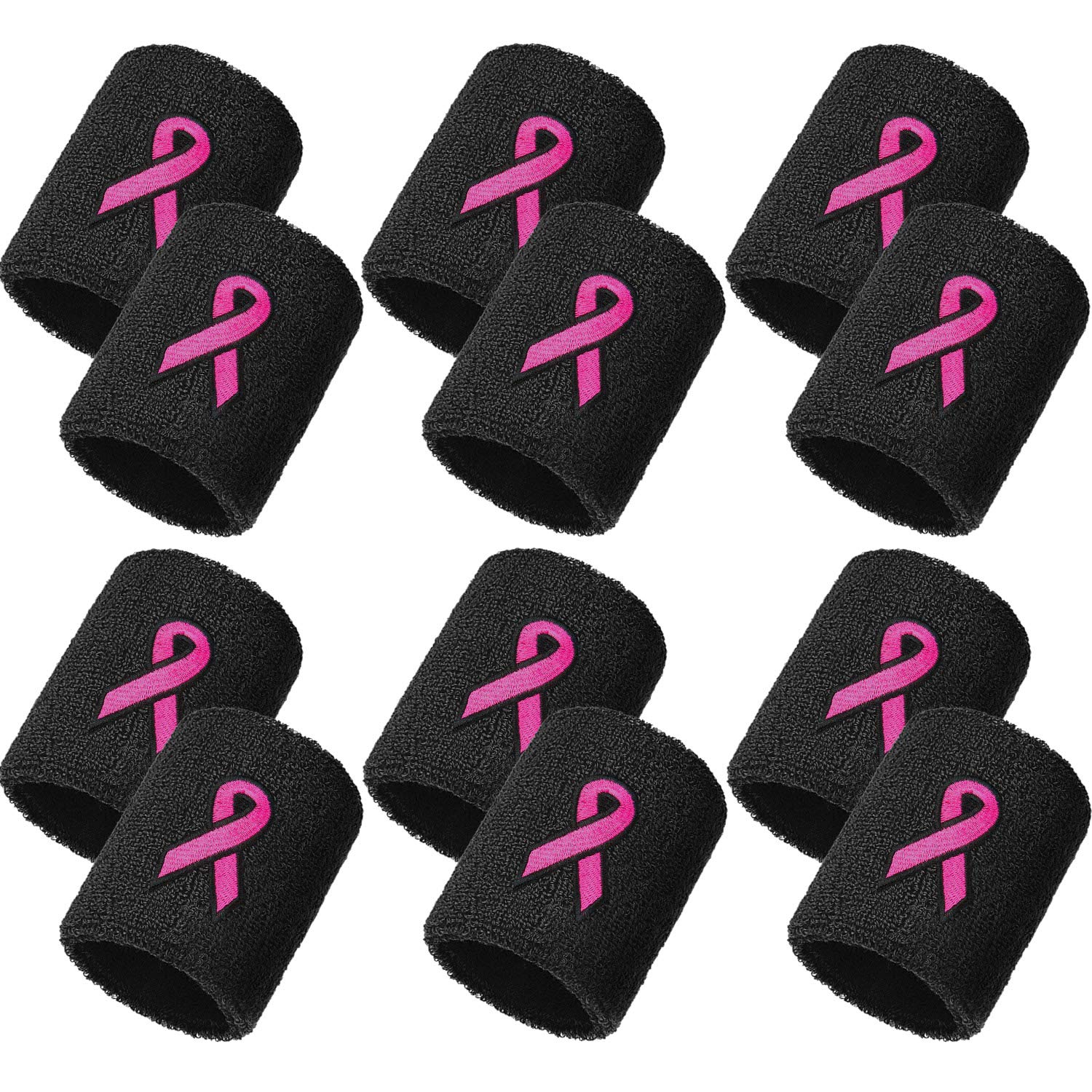 Bememo 12 Pack Breast Cancer Awareness Wristbands Bulk Pink Ribbon