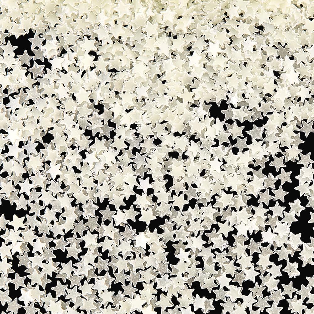 SUNNYCLUE 20G Star Paillettes Glitter Glow In The Dark Star Sequins White Luminous Holographic Five Pointed Stars Shaped Tiny Confetti Sequin for DIY Resin Crafts Nail Art Party Decoration Supplies
