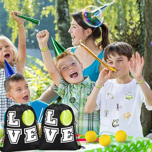 Miniatura 3 de 98 piezas de regalos de fiesta de tenis, 12 mochilas de tenis, 12 raquetas de tenis con llavero de pelota, 12 pulseras de tenis, 12 pelotas de
