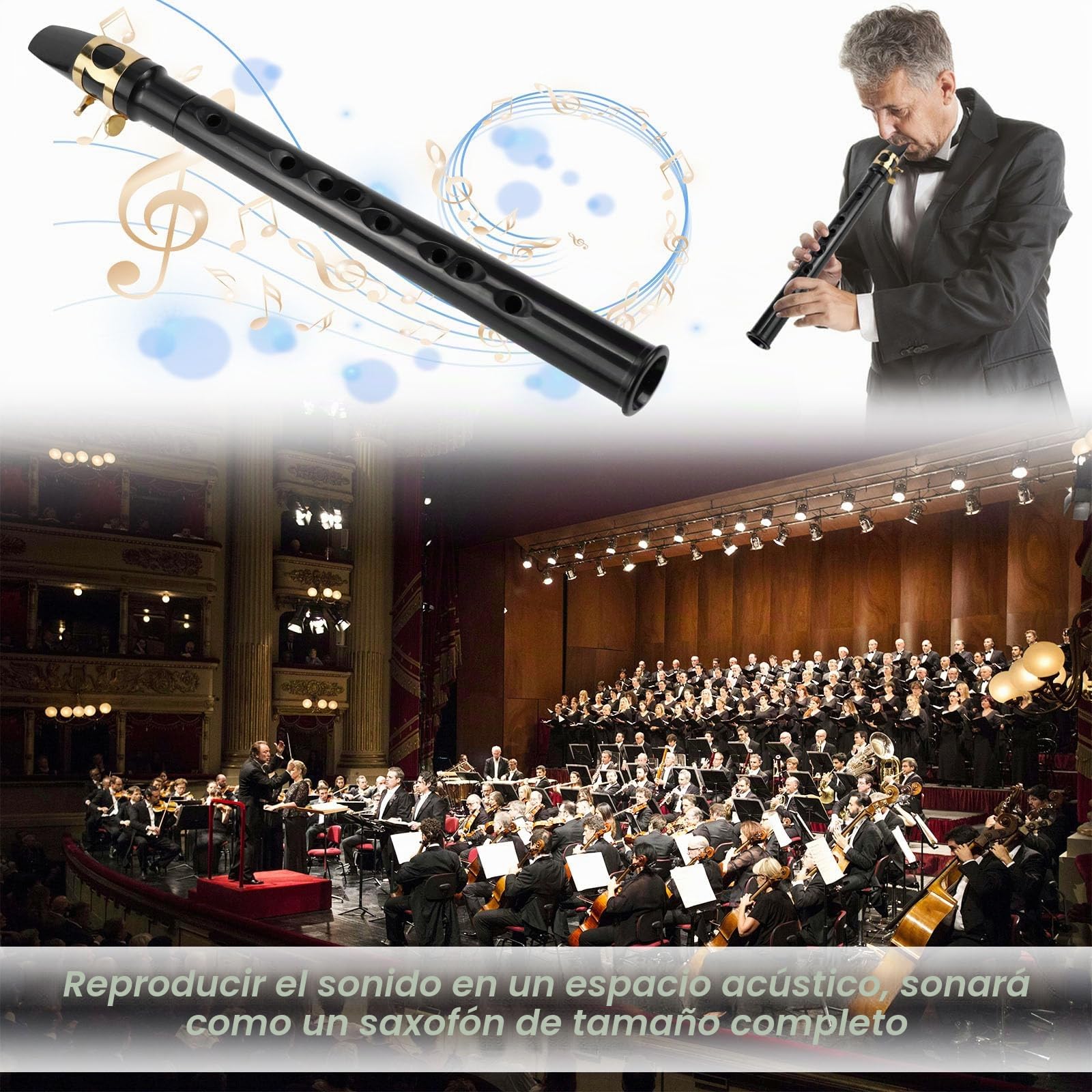 Mini Saxophone Portables Pocket Sax Kit Saxophone de Poche Noir Avec Anche Saxophone Bec Saxo Sac de Transport Coussinet de Dents Tableau Doigtés Instrument de Musique pour Enfant Adulte Débutants